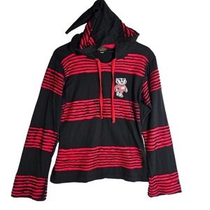 The Collection Royal Wisconsin‎ Badgers Pullover Hippie Elf Hooded Cutout Stripe